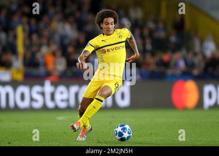 Axel Witsel di Dortmund ha mostrato in azione durante una partita tra la squadra di calcio belga Club Brugge KV e il club tedesco Borussia Dortmund, a Brugge, martedì 18 settembre 2018, giorno uno della UEFA Champions League, nel gruppo A. BELGA FOTO BRUNO FAHY Foto Stock