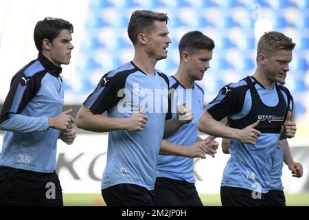 Il forward Markus Rosenberg di Malmo FF è stato raffigurato durante un allenamento del club svedese Malmo FF, mercoledì 19 settembre 2018 a Genk. Domani Malmo FF incontrerà la squadra di calcio belga KRC Genk il primo giorno della tappa di gruppo della UEFA Europa League. FOTO DI BELGA YORICK JANSENS Foto Stock