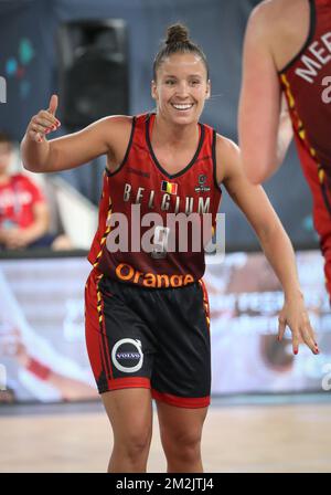 Belgian Cats Marjorie Carpreaux festeggia nel corso di una partita di basket tra la nazionale belga Cats e Puerto Rico, sabato 22 settembre 2018 a Tenerife, Spagna, la prima partita della fase di gruppo della Championship Mondiale delle Donne, nel Gruppo C. BELGA PHOTO VIRGINIE LEFOUR Foto Stock