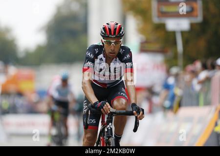 Italian Fabio Aru of UAE Team Emirates pictured in action during the 99th Milano-Torino one day cycling race, 200 km from Milan to Turin, Italy. The Milano-Torino is the oldest cycling race in the world that is still organised. The first edition took place in 1876. BELGA PHOTO YUZURU SUNADA FRANCE OUT  Stock Photo