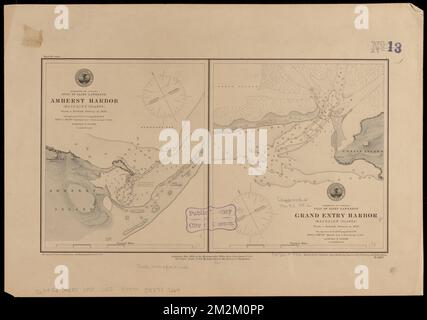 Dominion of Canada, Gulf of Saint Lawrence, Amherst Harbor (Isole Magdalen) : da un sondaggio britannico nel 1833 ; Dominion of Canada, Gulf of Saint Lawrence, Grand Entry Harbor (Isole Magdalen) : da un sondaggio britannico nel 1833 , carte nautiche, Provincia del Québec, Iles-de-la-Madeleine, Iles-de-la-Madeleine Québec, Mappe Norman B. Leventhal Map Center Collection Foto Stock