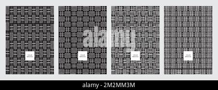 Set di design moderno e minimalista. Astratto creativo con espressivo disegno a mano libera che interseca uno schizzo di linea retta sullo sfondo. Illustrazione Vettoriale