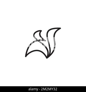 Logo Fox Outline bianco e nero. Design Fox Line. Logo Fox Illustrazione Vettoriale