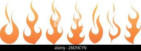 Set di fiamme disegnate a mano. EPS vettore 10 Illustrazione Vettoriale