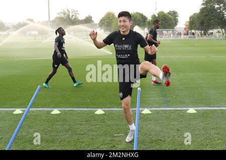 Yuta Toyokawa di Eupen, nella foto, durante il campo di allenamento invernale della squadra di calcio belga KAS Eupen, in Qatar, martedì 08 gennaio 2019. FOTO DI BELGA BRUNO FAHY Foto Stock