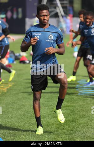 Emmanuel Bonaventure Dennis del Club, nella foto del sesto giorno del campo di allenamento invernale della squadra di calcio belga di prima divisione Club Brugge, in Qatar, giovedì 10 gennaio 2019. FOTO DI BELGA BRUNO FAHY Foto Stock