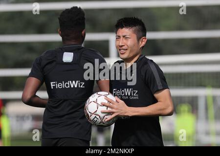 Yuta Toyokawa di Eupen, nella foto del terzo giorno del campo di allenamento invernale della squadra di calcio belga KAS Eupen, in Qatar, giovedì 10 gennaio 2019. FOTO DI BELGA BRUNO FAHY Foto Stock