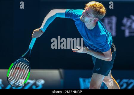 David Goffin belga nella foto durante una sessione di allenamento all'Australian Open di tennis Grand Slam, venerdì 11 gennaio 2019 a Melbourne Park, Melbourne, Australia. Questo primo grande slam della stagione si svolgerà dal 14 al 27 gennaio. FOTO DI BELGA PATRICK HAMILTON Foto Stock