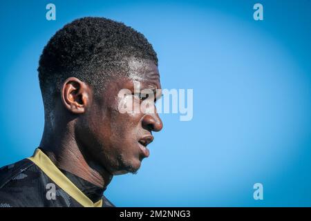 STVV's Elton Acolatse pictured during a friendly game between STVV Sint-Truiden and German club Hoffenheim on at the winter training camp of Belgian first division soccer team Sint-Truiden, in La Manga, Spain, Friday 11 January 2019. BELGA PHOTO VIRGINIE LEFOUR Stock Photo