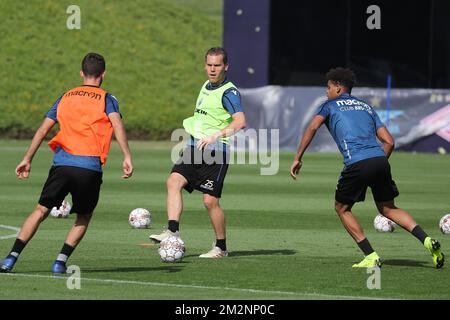 Ruud Vormer del Club è stato raffigurato in azione durante l'ottavo giorno del campo di allenamento invernale della squadra di calcio belga di prima divisione Club Brugge, in Qatar, sabato 12 gennaio 2019. FOTO DI BELGA BRUNO FAHY Foto Stock