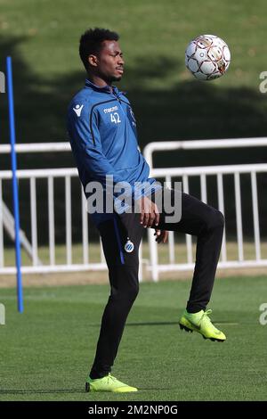 Emmanuel Bonaventure Dennis del Club, nella foto dell'ottavo giorno del campo di allenamento invernale della squadra di calcio belga di prima divisione Club Brugge, in Qatar, sabato 12 gennaio 2019. FOTO DI BELGA BRUNO FAHY Foto Stock