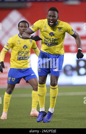 STVV's Yohan Boli pictured during a soccer game between STVV and KAS Eupen, Sunday 03 February 2019 in Sint-Truiden, on the 24th of the 'Jupiler Pro League' Belgian soccer championship season 2018-2019. BELGA PHOTO YORICK JANSENS Stock Photo