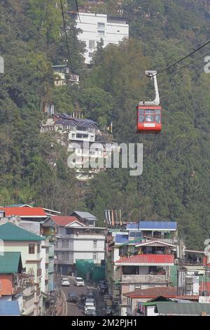 gangtok ropeway o funivia, una delle attrazioni turistiche di gangtok collina stazione a sikkim, india Foto Stock