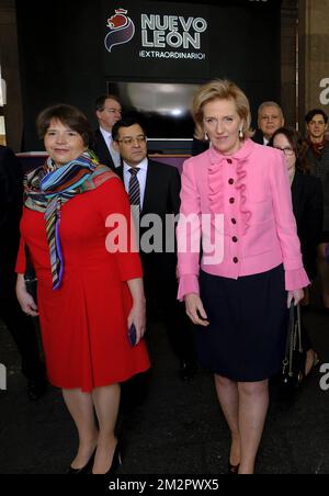 Regione di Bruxelles il segretario di Stato Cecile Jodogne e la principessa belga Astrid hanno fatto foto durante un incontro con il governatore della provincia di Nuevo Leon, il quinto giorno di una missione economica belga in Messico, giovedì 21 febbraio 2019, a Monterrey. Diversi ministri federali e regionali accompagnano la principessa in una missione economica in Messico dal 17 al 24 febbraio. FOTO DI BELGA ERIC LALMAND Foto Stock