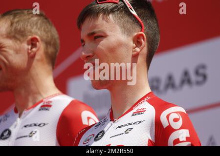 Bjorg Lambrecht belga di Lotto Soudal nella foto alla fase finale della gara ciclistica 'UAE Tour' 2019, a 145 km dal Dubai Safari Park a City Walk, Emirati Arabi Uniti, sabato 02 marzo 2019. L'edizione di quest'anno si svolgerà dal 24 febbraio al 2 marzo. FOTO DI BELGA YUZURU SUNADA FRANCE OUT Foto Stock