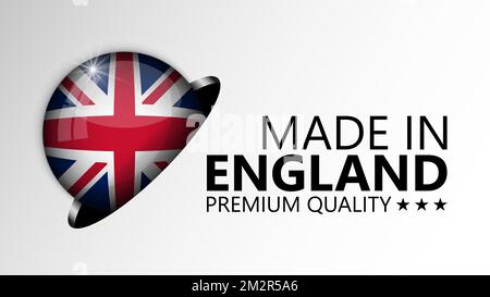 Made in England grafica ed etichetta. Elemento di impatto per l'uso che si desidera fare di esso. Illustrazione Vettoriale