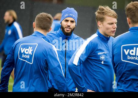 Dylan Bronn di Gent è stato raffigurato durante una sessione di allenamento della squadra di calcio belga KAA Gent, mercoledì 06 marzo 2019 a Gent. FOTO DI BELGA JASPER JACOBS Foto Stock