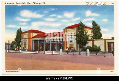 Ingresso allo zoo di Brookfield, Chicago, ill. , Gallerie e musei, Tichnor Brothers Collection, cartoline degli Stati Uniti Foto Stock