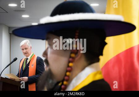 Re Philippe - Filip del Belgio è decorato come cittadino d'onore dal Sindaco di Seul Soon Park durante un seminario e attività Smart Cities presso il Municipio di Seul e un bilaterale con il sindaco il secondo giorno di una visita di Stato a Seul, Corea del Sud, martedì 26 marzo 2019. La coppia reale belga è in visita di stato di quattro giorni in Corea del Sud. BELGA FOTO BENOIT DOPPAGNE Foto Stock