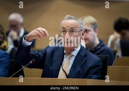 Francis Delperee del CDH ha illustrato nel corso di una sessione della commissione per la revisione costituzionale e la riforma istituzionale, al parlamento federale, a Bruxelles, martedì 26 marzo 2019. Oggi la commissione vota una proposta di revisione della costituzione per consolidare gli obiettivi e i principi climatici. FOTO DI BELGA JASPER JACOBS Foto Stock