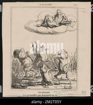 En Espagne. Les grenouilles qui demandent un roi. Honoré Daumier (1808-1879). Lithographs Stock Photo