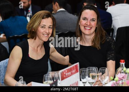 Belgium Assistant coach Laurence Courtois and Belgian Doctor Maud Lejeune pictured during the gala evening ahead of the Fed Cup World Group play-offs tennis between Belgium and Spain, Thursday 18 April 2019 in Kortrijk. The two teams will meet this weekend. BELGA PHOTO LAURIE DIEFFEMBACQ Stock Photo