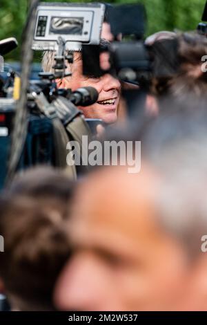 Vlaams Belang's Filip Dewinter arrives for the post-election meeting of Flemish far right party Vlaams Belang, in Londerzeel, Sunday 26 May 2019. Belgium had regional, federal and European elections on Sunday. BELGA PHOTO JONAS ROOSENS Stock Photo