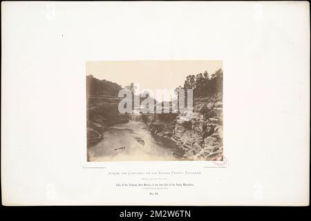 Falls of the Tecalote, New Mexico, in the foot hills of the Rocky Mountains, 775 miles west of Missouri River. , Rivers, Waterfalls, Canyons. Photographs of the American West Stock Photo