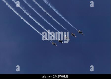 La squadra espositore della USAF Thunderbird alle corse di Reno Air 2008 45th presso l'aeroporto di Reno Nevada USA Foto Stock