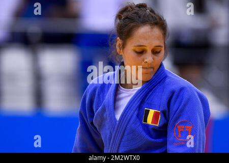 Il judoka belga Roxande Taeymans è stato raffigurato durante il concorso femminile di judo 70kg ai Giochi europei di Minsk, in Bielorussia, domenica 23 giugno 2019. La seconda edizione dei "Giochi europei" si svolge dal 21 al 30 giugno a Minsk, in Bielorussia. Il Belgio presenterà 51 atleti provenienti da 11 sport. FOTO DI BELGA DIRK WAEM Foto Stock