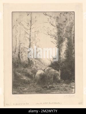Le fermier et son âne , contadini, asini, Alphonse Legros (1837-1911) Foto Stock