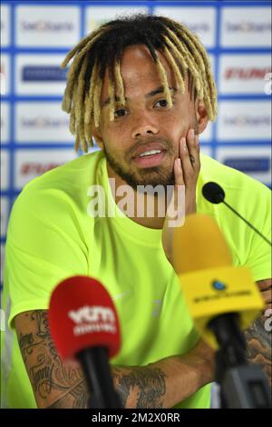 Theo Bongonda di Genk è stato raffigurato durante una conferenza stampa per presentare i nuovi protagonisti di KRC Genk. Venerdì 28 giugno 2019. FOTO DI BELGA JOHAN EYCKENS Foto Stock