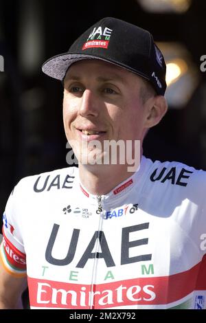 Irish Dan Martin del Team Emirates degli Emirati Arabi Uniti nella foto durante la presentazione del team al Grand Place - Grote Markt di Bruxelles, per la 106th edizione della gara ciclistica Tour de France, giovedì 04 luglio 2019. Il Tour de France di quest'anno inizia a Bruxelles e si svolge dal 6th al 28th luglio. FOTO DI BELGA YORICK JANSENS Foto Stock