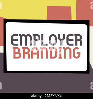 Firma di scrittura a mano Marcare a caldo del datore di lavoro. Processo di idea di affari di promozione di un'azienda che costruisca la reputazione Foto Stock