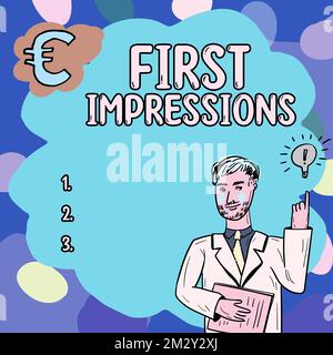 Testo che mostra le prime impressioni di inspirazione. Panoramica aziendale che cosa una persona pensa di voi quando vi incontrano per la prima volta Foto Stock