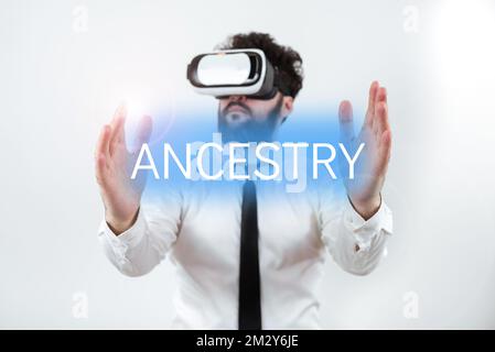 Testo che mostra ispirazione Ancestry. Business vetrina la storia o il processo di sviluppo di un fenomeno oggetto idea o stile Foto Stock