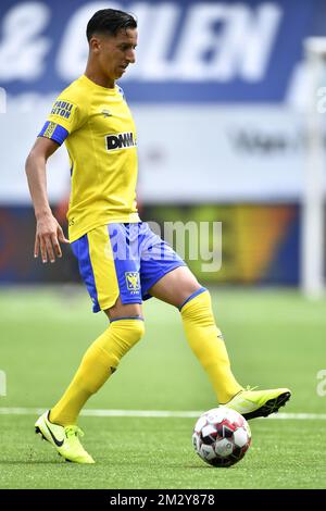 Hamza Masoudi di STVV ha mostrato in azione durante una partita di calcio tra Sint-Truidense VV e Standard de Liege, domenica 11 agosto 2019 a Sint-Truiden, il terzo giorno della stagione di campionato belga di calcio 'Jupiler Pro League' 2019-2020. FOTO DI BELGA JOHAN EYCKENS Foto Stock