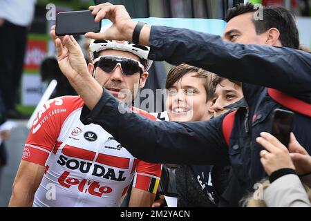 Il belga Maxime Monfort di Lotto Soudal ha illustrato al via della quarta tappa della gara ciclistica Binckbank Tour, da e per Houffalize (96,2km), giovedì 15 agosto 2019. FOTO DI BELGA DAVID STOCKMAN Foto Stock