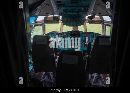 Ilyushin 62 della compagnia Interflug, pozzetto della Lady Agnes, Stoelln, Land Brandenburg, Germania Foto Stock