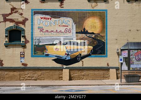 Mural in the historic centre of Pontiac, Illinois, United States of America Stock Photo