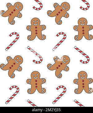 Modello vettoriale senza cuciture di pane di zenzero di Natale Illustrazione Vettoriale