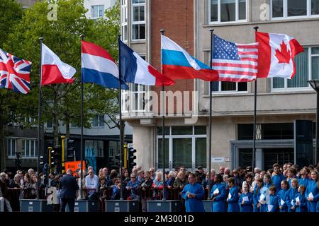 L'immagine mostra una visita regale alla commemorazione del 75th° anniversario della liberazione durante la seconda guerra mondiale, domenica 08 settembre 2019 ad Anversa. FOTO DI BELGA NICOLAS MAETERLINCK Foto Stock