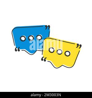 fumetto a due colori con icona vettoriale dal concetto shapes. il simbolo del segno vettoriale a bolla di parlato blu isolato può essere utilizzato per il web, il cellulare e il logo. eps Illustrazione Vettoriale