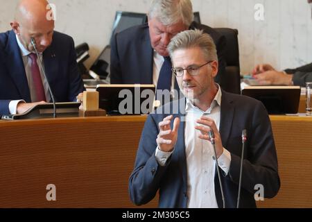 Stephane Hazee di Ecolo, nella foto di una sessione plenaria al Parlamento vallone di Namur, lunedì 16 settembre 2019. FOTO DI BELGA BRUNO FAHY Foto Stock