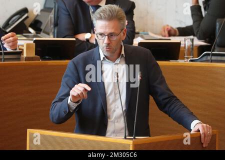 Stephane Hazee di Ecolo, nella foto di una sessione plenaria al Parlamento vallone di Namur, lunedì 16 settembre 2019. FOTO DI BELGA BRUNO FAHY Foto Stock