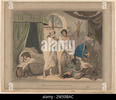 Four o'clock in the country , Waking, Clothing & dress, Dogs, Children, Spouses. Thomas Rowlandson (1756-1827). Prints and Drawings Stock Photo