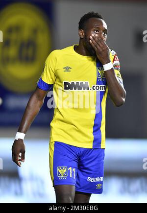 Yohan Boli di STVV reagisce durante una partita di calcio tra STVV e Oud-Heverlee Leuven (1B), mercoledì 25 settembre 2019 a Sint-Truiden, nella finale 1/16th della coppa belga "Croky Cup". FOTO DI BELGA JOHAN EYCKENS Foto Stock