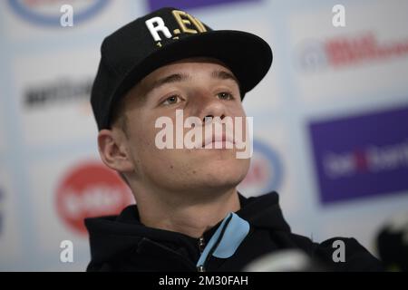 Il belga Remco Evenepoel è stato raffigurato durante la gara Men Junior ai Campionati mondiali di ciclismo UCI Road a Harrogate, North Yorkshire, Regno Unito, giovedì 26 settembre 2019. I Mondi si svolgono dal 21 al 29 settembre. FOTO DI BELGA YORICK JANSENS Foto Stock