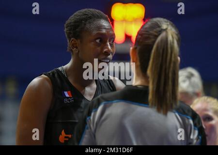 Flammes Carolo Basket Fatimatou SACKO (13) raffigurato durante una partita di basket tra VOO Liege Panthers e Flammes Carolo Basket, sul gameday 4, gruppo J delle Eurocup Women, Mercoledì 6 novembre 2019, Liege, Country Hall du Sart Tilman. FOTO BERNARD GILLET Foto Stock