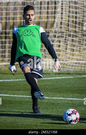 Gli Stergos Marinos di Charleroi sono raffigurati durante il campo di allenamento invernale della squadra di calcio belga di prima divisione Sporting Charleroi, a Valencia, Spagna, domenica 05 gennaio 2020. FOTO DI BELGA LAURIE DIEFFEMBACQ Foto Stock